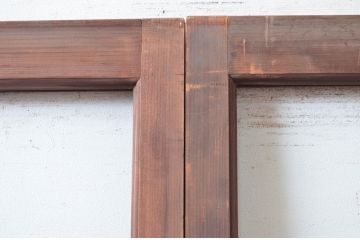 アンティーク建具　腰板欅(ケヤキ)材　どこか懐かしい昭和の雰囲気漂うガラス戸2枚セット(引き戸)(R-081605)