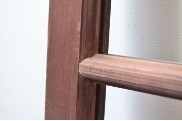 アンティーク建具　腰板欅(ケヤキ)材　どこか懐かしい昭和の雰囲気漂うガラス戸2枚セット(引き戸)(R-081605)
