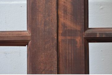アンティーク建具　腰板欅(ケヤキ)材　どこか懐かしい昭和の雰囲気漂うガラス戸2枚セット(引き戸)(R-081605)