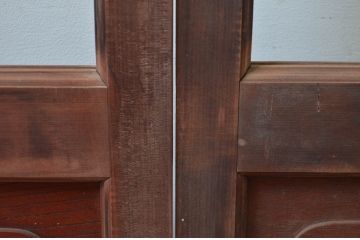 アンティーク建具　腰板欅(ケヤキ)材　どこか懐かしい昭和の雰囲気漂うガラス戸2枚セット(引き戸)(R-081605)