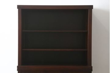 中古　高級品!!　三越百貨店　三方栗材　上質な和の空間を演出する格子引き戸の二段重ね水屋箪笥(食器棚、茶箪笥、キャビネット、収納棚、戸棚、重ねタンス、店舗什器)(R-081617)