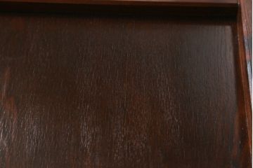 中古　高級品!!　三越百貨店　三方栗材　上質な和の空間を演出する格子引き戸の二段重ね水屋箪笥(食器棚、茶箪笥、キャビネット、収納棚、戸棚、重ねタンス、店舗什器)(R-081617)