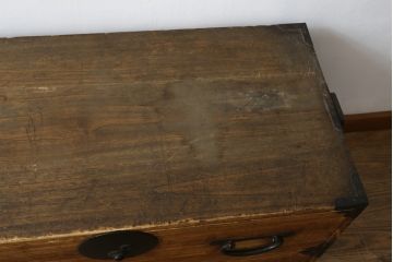 和製アンティーク　総桐(キリ)材　品のある丸金具が和モダンな雰囲気を醸し出す時代箪笥ローボード(和タンス、衣装箪笥、収納たんす、桐箪笥、桐たんす、引き出し、ローチェスト、テレビ台、テレビボード)(R-081623)