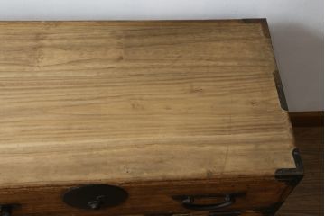 和製アンティーク　総桐(キリ)材　品のある丸金具が和モダンな雰囲気を醸し出す時代箪笥ローボード(和タンス、衣装箪笥、収納たんす、桐箪笥、桐たんす、引き出し、ローチェスト、テレビ台、テレビボード)(R-081624)
