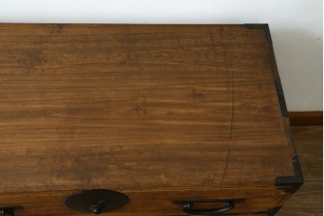 和製アンティーク　時代箪笥　総桐(キリ)材　丸金具の和箪笥ローチェスト　(R-081624)