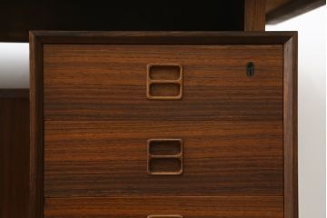 北欧ビンテージ　美品　温もり溢れるローズウッド材のパートナーデスク(ワークデスク、在宅ワーク、在宅用、オフィスデスク、両袖机、ヴィンテージ)(R-081625)