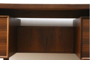 北欧ビンテージ　美品　温もり溢れるローズウッド材のパートナーデスク(ワークデスク、在宅ワーク、在宅用、オフィスデスク、両袖机、ヴィンテージ)(R-081625)