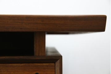 北欧ビンテージ　美品　温もり溢れるローズウッド材のパートナーデスク(ワークデスク、在宅ワーク、在宅用、オフィスデスク、両袖机、ヴィンテージ)(R-081625)