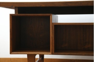 北欧ビンテージ　美品　温もり溢れるローズウッド材のパートナーデスク(ワークデスク、在宅ワーク、在宅用、オフィスデスク、両袖机、ヴィンテージ)(R-081625)