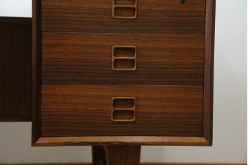 北欧ビンテージ　美品　温もり溢れるローズウッド材のパートナーデスク(ワークデスク、在宅ワーク、在宅用、オフィスデスク、両袖机、ヴィンテージ)(R-081625)