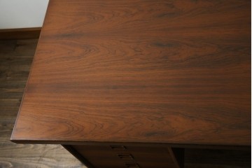 北欧ビンテージ　美品　温もり溢れるローズウッド材のパートナーデスク(ワークデスク、在宅ワーク、在宅用、オフィスデスク、両袖机、ヴィンテージ)(R-081625)