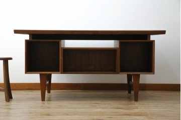 北欧ビンテージ　美品　温もり溢れるローズウッド材のパートナーデスク(ワークデスク、在宅ワーク、在宅用、オフィスデスク、両袖机、ヴィンテージ)(R-081625)