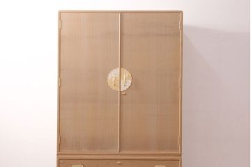中古　国産　広島・府中家具　衣装盆付き　収納力抜群!上品な佇まいが魅力の総桐箪笥・上段(並厚、和タンス、衣装箪笥、着物箪笥、サイドキャビネット)(R-081638)