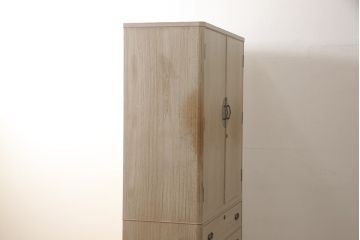 中古　伝統工芸士　頓所芳男作　凛とした佇まいが魅力の加茂総桐箪笥・上段(胴丸、桐たんす、着物箪笥、和タンス、引き出し、衣装箪笥)(R-081655)