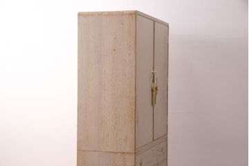 中古　伝統工芸品　頓所芳男作　衣装盆付き　牡丹の前飾りが素敵な重ね加茂総桐箪笥・上段(胴厚、総桐たんす、着物箪笥、衣装箪笥、和タンス、サイドキャビネット)(R-081661)