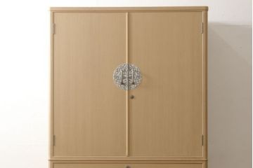 中古　高島屋　伝統工芸士　椿春雄作　凛とした佇まいが魅力の加茂総桐箪笥・上段(胴丸、総桐たんす、着物箪笥、和タンス、衣装箪笥)(R-081668)