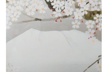 1997年　中島千波　「華三彩　櫻花の不二」　215/300　サイン入り　春爛漫の息吹を感じるシルクスクリーン(桜、風景、版画、エディション入り、額装、外箱付)(R-081670)