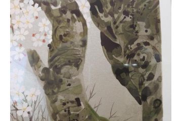 1997年　中島千波　「華三彩　櫻花の不二」　215/300　サイン入り　春爛漫の息吹を感じるシルクスクリーン(桜、風景、版画、エディション入り、額装、外箱付)(R-081670)