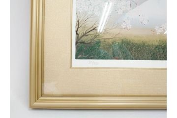 1997年　中島千波　「華三彩　櫻花の不二」　215/300　サイン入り　春爛漫の息吹を感じるシルクスクリーン(桜、風景、版画、エディション入り、額装、外箱付)(R-081670)