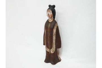 珍品　希少　彫刻家 今戸精司作　天平美人　高さ 約36.5cm　嫋やかな佇まいの木彫人形(女性像、木製、彫刻、オブジェ、置物)(R-081671)　