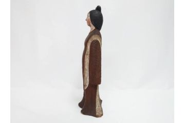 珍品　希少　彫刻家 今戸精司作　天平美人　高さ 約36.5cm　嫋やかな佇まいの木彫人形(女性像、木製、彫刻、オブジェ、置物)(R-081671)　
