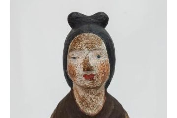 珍品　希少　彫刻家 今戸精司作　天平美人　高さ 約36.5cm　嫋やかな佇まいの木彫人形(女性像、木製、彫刻、オブジェ、置物)(R-081671)　