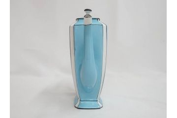 明治期　オールドノリタケ　NORITAKE　アールデコ　輸出向け　爽やかな水色が目を引くティーセット(ティーポット、シュガーポット、C&S6客、ティーカップ&ソーサー、洋食器)(R-081672)