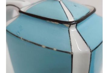 明治期　オールドノリタケ　NORITAKE　アールデコ　輸出向け　爽やかな水色が目を引くティーセット(ティーポット、シュガーポット、C&S6客、ティーカップ&ソーサー、洋食器)(R-081672)