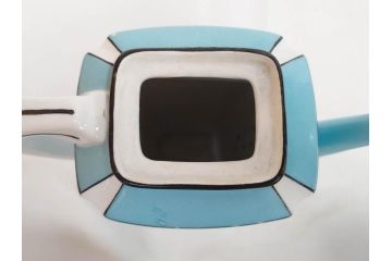明治期　オールドノリタケ　NORITAKE　アールデコ　輸出向け　爽やかな水色が目を引くティーセット(ティーポット、シュガーポット、C&S6客、ティーカップ&ソーサー、洋食器)(R-081672)