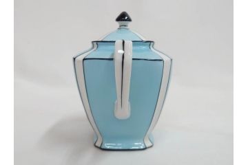 明治期　オールドノリタケ　NORITAKE　アールデコ　輸出向け　爽やかな水色が目を引くティーセット(ティーポット、シュガーポット、C&S6客、ティーカップ&ソーサー、洋食器)(R-081672)