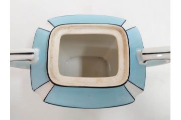 明治期　オールドノリタケ　NORITAKE　アールデコ　輸出向け　爽やかな水色が目を引くティーセット(ティーポット、シュガーポット、C&S6客、ティーカップ&ソーサー、洋食器)(R-081672)