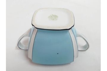 明治期　オールドノリタケ　NORITAKE　アールデコ　輸出向け　爽やかな水色が目を引くティーセット(ティーポット、シュガーポット、C&S6客、ティーカップ&ソーサー、洋食器)(R-081672)
