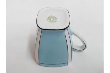 明治期　オールドノリタケ　NORITAKE　アールデコ　輸出向け　爽やかな水色が目を引くティーセット(ティーポット、シュガーポット、C&S6客、ティーカップ&ソーサー、洋食器)(R-081672)