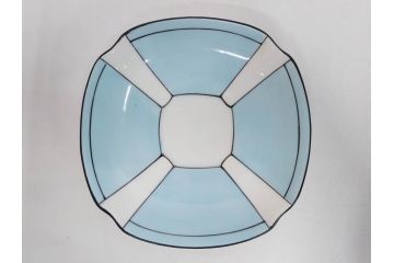 明治期　オールドノリタケ　NORITAKE　アールデコ　輸出向け　爽やかな水色が目を引くティーセット(ティーポット、シュガーポット、C&S6客、ティーカップ&ソーサー、洋食器)(R-081672)