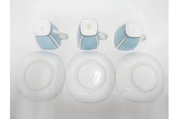 明治期　オールドノリタケ　NORITAKE　アールデコ　輸出向け　爽やかな水色が目を引くティーセット(ティーポット、シュガーポット、C&S6客、ティーカップ&ソーサー、洋食器)(R-081672)