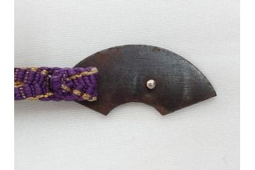 時代物　金工　金銀象嵌　扇面　稲　淑やかな雰囲気の帯留2点セット(在銘作家物、尾崎、帯留め、帯締め、着物道具、和装小物、アクセサリー、木箱付)(R-081673)