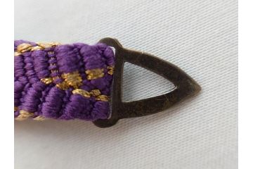 時代物　金工　金銀象嵌　扇面　稲　淑やかな雰囲気の帯留2点セット(在銘作家物、尾崎、帯留め、帯締め、着物道具、和装小物、アクセサリー、木箱付)(R-081673)
