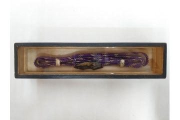 時代物　金工　金銀象嵌　扇面　稲　淑やかな雰囲気の帯留2点セット(在銘作家物、尾崎、帯留め、帯締め、着物道具、和装小物、アクセサリー、木箱付)(R-081673)