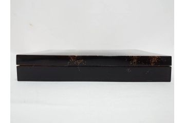 時代物　龍雲堂造　鈴虫　金蒔絵　驪龍珠　静謐な美しさを感じる硯箱(水滴古墨、三日月に竹図、胡開文選煙、神品、銀象嵌、水差し、漆器、木製、漆芸、書道具、木箱付)(R-081674)