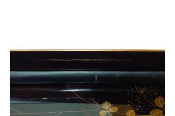時代物　龍雲堂造　鈴虫　金蒔絵　驪龍珠　静謐な美しさを感じる硯箱(水滴古墨、三日月に竹図、胡開文選煙、神品、銀象嵌、水差し、漆器、木製、漆芸、書道具、木箱付)(R-081674)