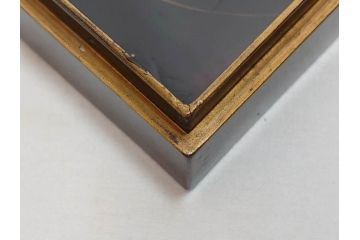 時代物　龍雲堂造　鈴虫　金蒔絵　驪龍珠　静謐な美しさを感じる硯箱(水滴古墨、三日月に竹図、胡開文選煙、神品、銀象嵌、水差し、漆器、木製、漆芸、書道具、木箱付)(R-081674)
