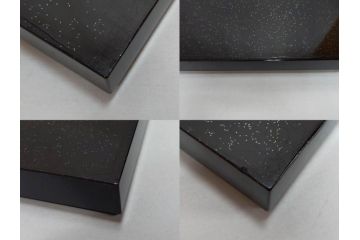 時代物　龍雲堂造　鈴虫　金蒔絵　驪龍珠　静謐な美しさを感じる硯箱(水滴古墨、三日月に竹図、胡開文選煙、神品、銀象嵌、水差し、漆器、木製、漆芸、書道具、木箱付)(R-081674)