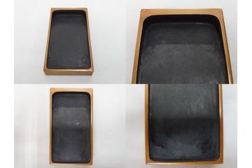時代物　龍雲堂造　鈴虫　金蒔絵　驪龍珠　静謐な美しさを感じる硯箱(水滴古墨、三日月に竹図、胡開文選煙、神品、銀象嵌、水差し、漆器、木製、漆芸、書道具、木箱付)(R-081674)