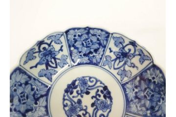 江戸期　古伊万里　染付　渦福　なます皿　4.7寸・4.9寸　お料理を華やかに引き立ててくれる皿6枚セット(花唐草、輪花皿、変形皿、小皿、豆皿、中皿、銘々皿、取り皿、和皿、和食器、四寸七分、四寸九分)(R-081679)