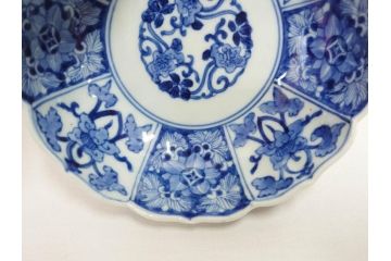 江戸期　古伊万里　染付　渦福　なます皿　4.7寸・4.9寸　お料理を華やかに引き立ててくれる皿6枚セット(花唐草、輪花皿、変形皿、小皿、豆皿、中皿、銘々皿、取り皿、和皿、和食器、四寸七分、四寸九分)(R-081679)