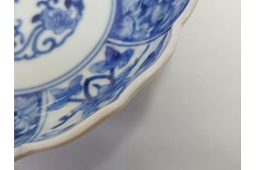 江戸期　古伊万里　染付　渦福　なます皿　4.7寸・4.9寸　お料理を華やかに引き立ててくれる皿6枚セット(花唐草、輪花皿、変形皿、小皿、豆皿、中皿、銘々皿、取り皿、和皿、和食器、四寸七分、四寸九分)(R-081679)