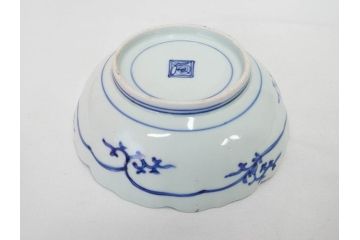 江戸期　古伊万里　染付　渦福　なます皿　4.7寸・4.9寸　お料理を華やかに引き立ててくれる皿6枚セット(花唐草、輪花皿、変形皿、小皿、豆皿、中皿、銘々皿、取り皿、和皿、和食器、四寸七分、四寸九分)(R-081679)