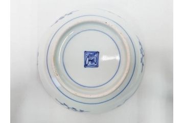 江戸期　古伊万里　染付　渦福　なます皿　4.7寸・4.9寸　お料理を華やかに引き立ててくれる皿6枚セット(花唐草、輪花皿、変形皿、小皿、豆皿、中皿、銘々皿、取り皿、和皿、和食器、四寸七分、四寸九分)(R-081679)