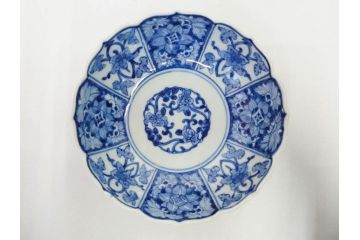 江戸期　古伊万里　染付　渦福　なます皿　4.7寸・4.9寸　お料理を華やかに引き立ててくれる皿6枚セット(花唐草、輪花皿、変形皿、小皿、豆皿、中皿、銘々皿、取り皿、和皿、和食器、四寸七分、四寸九分)(R-081679)