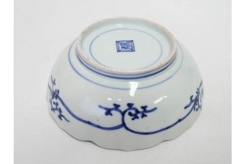 江戸期　古伊万里　染付　渦福　なます皿　4.7寸・4.9寸　お料理を華やかに引き立ててくれる皿6枚セット(花唐草、輪花皿、変形皿、小皿、豆皿、中皿、銘々皿、取り皿、和皿、和食器、四寸七分、四寸九分)(R-081679)